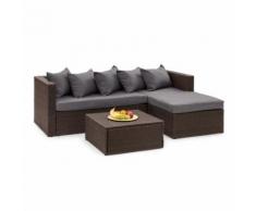 Blumfeldt Theia Lounge Salon de jardin complet polyrotin marron & gris foncé - Mobilier de Jardin