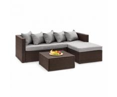 Blumfeldt Theia Lounge Salon de jardin complet polyrotin marron & gris clair - Mobilier de Jardin