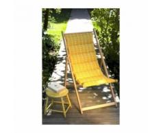 JARDIN PRIVE Chilienne matelassée Oslo - Avec toile amovible - 3 positions dinclinaison - Safran - Mobilier de Jardin