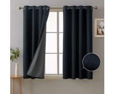Deconovo Lot de 2 Oeillets Rideaux Salon Occultant Bleu Foncé Isolant Thermique Rideau Enfant avec Revêtement en Mousse 132x138cm pour Chambre Garcon - Rideaux et stores