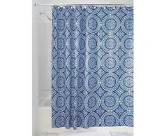 Interdesign 41320eu rideau de douche médaillon polyester blanc/bleu encre 180 x 180 cm - Rideaux enfant