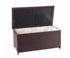 Coffre à coussins en polyrotin, HWC-D88, coffre jardin ~ Premium marron, 51x115x59 cm, 250l - Mobilier de Jardin