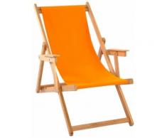 Lona - Chilienne transat bois d'eucalyptus tissu 100% coton Elvas Orange - Mobilier de Jardin
