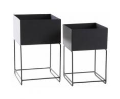 Aubry Gaspard - Sellettes de jardin carrées en métal (Lot de 2) - Jardinières et bacs