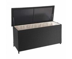 Coffre à coussins en polyrotin, HWC-D88, coffre jardin ~ Premium noir, 63x135x52 cm, 320l - Mobilier de Jardin