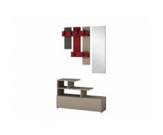 SUBLEEM Meuble d'entrée ZIKA Moka clair / Claret Red - Vestiaires
