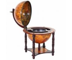 Globe terrestre, bar de salon HWC-T874, minibar, bois d'eucalyptus - Accessoire cave à vin