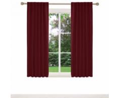 Deconovo Lot de 2 Rideaux Chambre Adulte Design Moderne avec Pattes Invisibles Rideau Fenetre Chambre Salon Rouge 117x138cm - Rideaux et stores