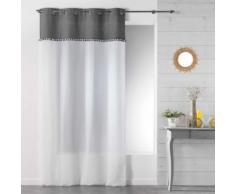 Panneau a oeillets 140 x 280 cm voile sable+franges alixia Gris - Rideaux et stores