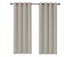 Deconovo Lot de 2 Rideaux Fenetre a Oeillet Isolants Thermique 132x138cm Rideaux Occultants Enfants Decoratif Salon et Chambre Beige Clair - Rideaux et stores