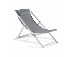 Chilienne en aluminium blanc et textilène gris clair Lota - Mobilier de Jardin