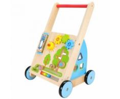 Chariot de Marche, Poussette en Bois Jeux Ludiques 45 X 33 X 53 cm Roues antidérapant Trotteur intérieur & extérieur, CE - Jouets à tirer ou à pousser en bois