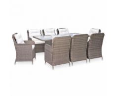 Ensemble à dîner d'extérieur 9 pcs Résine tressée Marron - Mobilier de Jardin