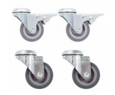 vidaXL 12x Roulettes Pivotantes à Trou de Boulon Roues Fixes pour Meuble Etabli Chariot Roulant Etagère à Livre Capacité de 80 kg 125 mm - Accessoires pour meubles
