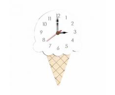 Nordic Style Crème Glacée Horloge Murale Silencieuse Horloge en Bois Pour La Maison Salon Blanc PL767 - Décoration murale