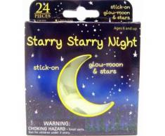 Stickers autocollants muraux et plafonniers brillent dans le noir glow in the dark - Lune et étoiles - Décoration murale