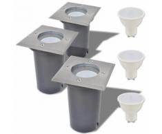Lampe LED encastrable au sol d'extérieur 3 pièces Carré - Lampes