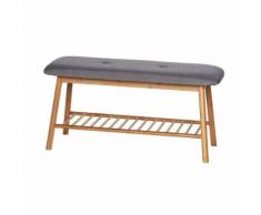 Banc d'entrée pour chaussures en bambou Bahari - L. 90 x H. 45 cm - Gris - Bancs