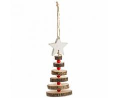 Décoration pour sapin de Noël en bois Rondin - Blanc - Objet à poser