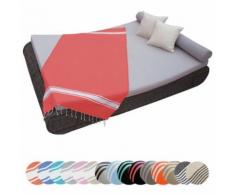 Véritable fouta Tunisienne 1m x 2m tissage à plat ou nid d'abeille 100% coton 380g - Bande simple - Rouge vermeil - Linge de bain