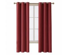Deconovo Lot de 2 Rideau Isolant Thermique Occultant Rideau Salon Design Moderne Rouge 107x183cm Rideaux de la Cuisine Moderne - Rideaux et stores