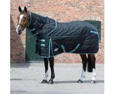 Weatherbeeta - Couverture d'écurie matelassée avec couvre-cou détachable COMFITEC PP - Cheval (135 cm) (Noir / turquoise) - UTWB221 - Selle et tapis de selle