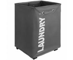 TECTAKE Panier à Linge Sale Pliable à Roulettes 65 L en Polyester Gris - Accessoires de bain