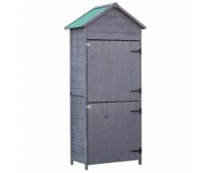 Armoire abri de jardin remise pour outils 3 étagères 2 porte loquets toit pente bitumé 89L x 50l x 190H cm pin massif traité gris - Mobilier de Jardin