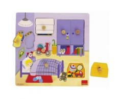 Puzzle eveil bebe 7 pieces boutons - objets chambre d'enfant - encastrement bois - Autre Puzzle