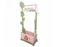 Penderie armoire de rangement bois portant barre latérale valet enfant W-7482A - Coffre à jouets et rangements