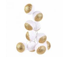 Guirlande lumineuse 10 LED Boule Céleste - L. 192 cm - Blanc et doré - Objet à poser
