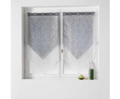 Paire pompon passants 2 x 60 x 160 cm voile double imprime/uni tunis Anthracite - Rideaux et stores