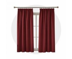 Deconovo Lot de 2 Rideaux de La Cuisine Moderne Thermique de Porte dentrée Salon Bureau Rideau Rouge Occultant Galon Fronceur 107x242cm Chambre Enfant Fille - Rideaux et stores