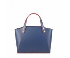 Sac en cuir PARL couleur bleu marine rouge marque MAISON HERITAGE - Sacs à main