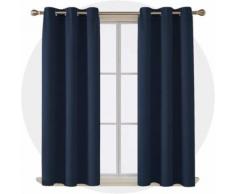 Deconovo Lot de 2 Rideau Chambre Adulte Design Moderne Rideau Fenetre Cuisine Salon Rideau Occultant à Oeillets 107x160cm Bleu Marine - Rideaux et stores