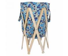 70 * 40 * 40cm Panier à linge pliable avec cadre en bois, sac à linge sale pour la maison (bleu) - Paniers