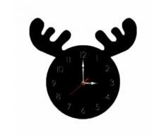 Nordic Style Elk Horloge Murale Silencieuse Horloge en Bois Pour La Maison Salon Noir PL803 - Décoration murale