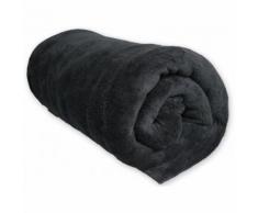 Couverture Polaire Noire 100% Polyester 180x220 - Linge de lit