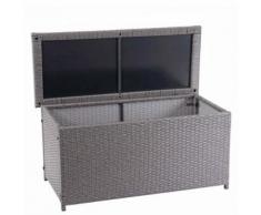 Coffre à coussins en polyrotin, HWC-D88, coffre jardin ~ Basic gris, 63x135x52 cm, 320l - Mobilier de Jardin