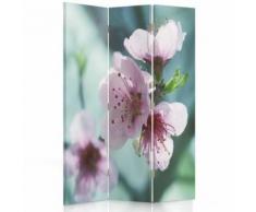 Feeby Paravent rotatif Diviseur de pièce Décoration intérieur 3 pans, Fleur de cerisier 110x180 cm - Objet à poser