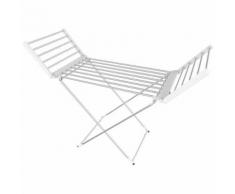 Todeco - Sèche-Linge Electrique, Etendoir Pliant d'Intérieur à Etages, Classique, Blanc, Dimensions du produit replié: 113 x 53 x 7 cm - Soin du linge