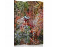 Feeby Paravent imprimé toile Décoration intérieur, 3 parties 2 faces, Jardin japonais 110x180 cm - Objet à poser