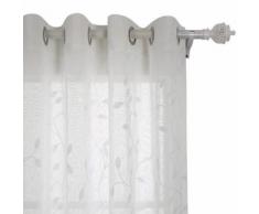 Doconovo Lot de 2 Rideaux en Voil Feuille Motif à Oeillets pour Enfants 140x245 cm Beige - Rideaux et stores