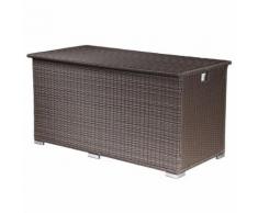 Coffre de rangement ALÉRIA XL en résine tressée chocolat - intérieur écru - Mobilier de Jardin