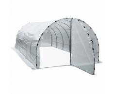 Serre de jardin tunnel surface sol 18 m² 6L x 3l x 2H m châssis tubulaire renforcé 25 mm double porte avec poignées blanc - Matériel pour serre et semis