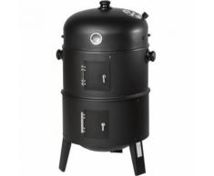 TECTAKE Barbecue 3 en 1, Grill, Fumoir, Smoker avec Thermomètre et Crochets pour Fumer - Charbon de Bois Noir - Cuisiner en extérieur