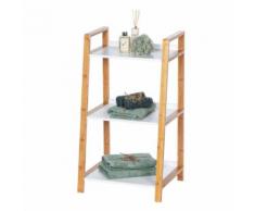 Etagère de salle de bain en bambou Finja - L. 43 x H. 76 cm - Blanc - Meubles de salle de bain