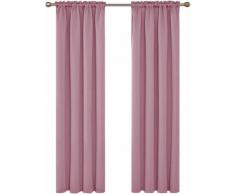 Deconovo Lot de 2 Rideaux Occultants Thermique Rideau Chambre Design Moderne Rideau Fenetre Cuisine Court Salon Rose Pass Tringle 132X160cm - Rideaux et stores