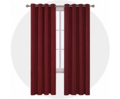 Deconovo Lot de 2 Rideaux Thermique à Oeillet 140x270cm Rouge Isolant Occultant Salon Rideau Chambre Enfant de Porte Cuisine Salle Balcon Fenetre - Rideaux et stores