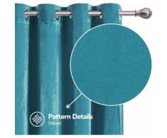 Deconovo Lot de 2 Rideaux Maison Salon Velours Rideau Chambre Enfant Décoration à Oeillets Intérieur Fenêtre Cuisine Restaurant Rideau Maison de Porte 132x229cm Turquoise - Rideaux et stores
